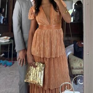 Vibrant orange tinsel dress from